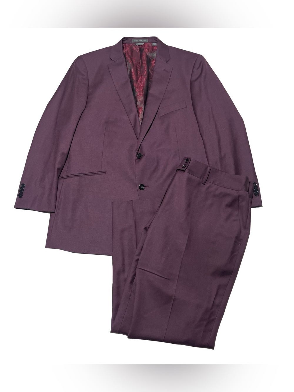 Indochino Newbury Mens 44 Burgundy 100% Wool 2 Piece Blazer Suit And Pant 38x32